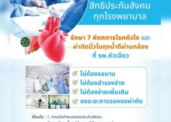 สิทธิประกันสังคมทุกโรงพยาบาล รักษาโรคหัวใจและผ่าตัดนิ่วในถุงน้ำดี ที่รพ.หัวเฉียว