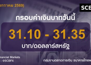 เงินบาทวันนี้เคลื่อนไหวในกรอบ 31.10-31.35 บาท/ดอลลาร์