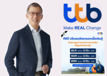ทีทีบี ปรับลดดอกเบี้ยเงินกู้ ช่วยลูกค้าแบ่งเบาภาระหนี้ พร้อมหนุนเศรษฐกิจขับเคลื่อน