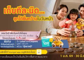 กรุงศรีชวนออมเงินเพื่อลูกได้ง่ายๆ กับบัญชีฝากประจำปลอดภาษี
