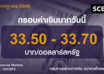 เงินบาทวันนี้เคลื่อนไหวในกรอบ 33.50-33.70 บาท/ดอลลาร์
