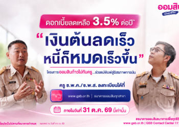 ออมสิน เผย ครู ช.พ.ค. สมัครใช้สิทธิ์ลดดอกเบี้ยหนี้เดิมแล้วกว่า 8 หมื่นบัญชี