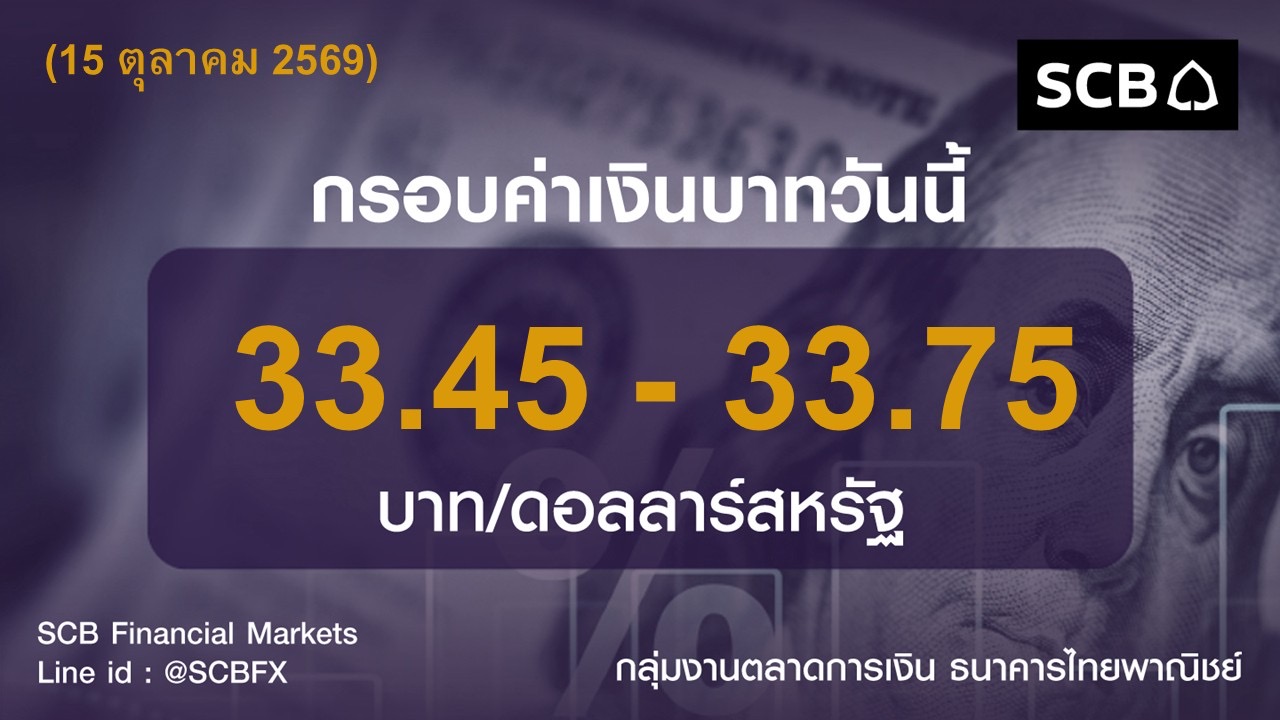 ค่าเงินบาทวันนี้เคลื่อนไหวในกรอบ 33.45 – 33.75 บาท/ดอลลาร์